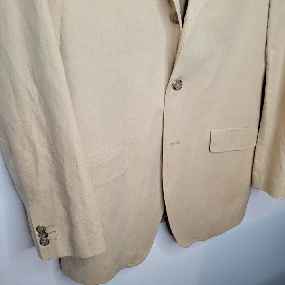 Banana Republic Beige Tan Linen Cotton Blend Blazer Sports Jacket Mens Sz 42L
